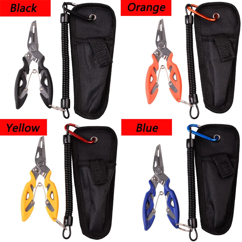 Alicates de pesca, tijeras de línea trenzada, cortador de señuelos, removedor de anzuelos, herramienta de corte de pescado, pinzas negras, azules, naranjas y amarillas - imagen 2