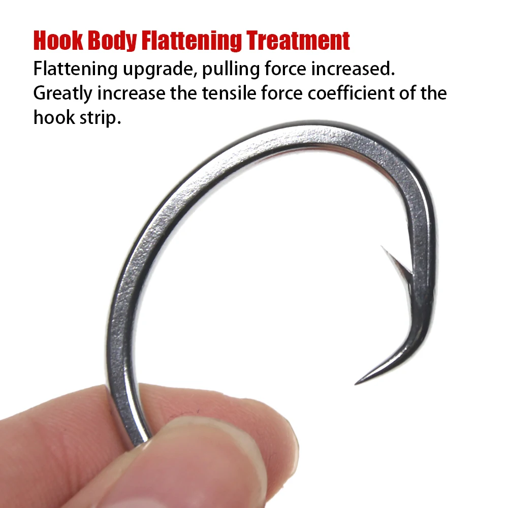 Bimoo-anzuelo circular de acero inoxidable 6/0, aparejo de pesca de agua salada de gran calibre, para atún, Amberjack y tiburón, #16/0 ~ # - imagen 3