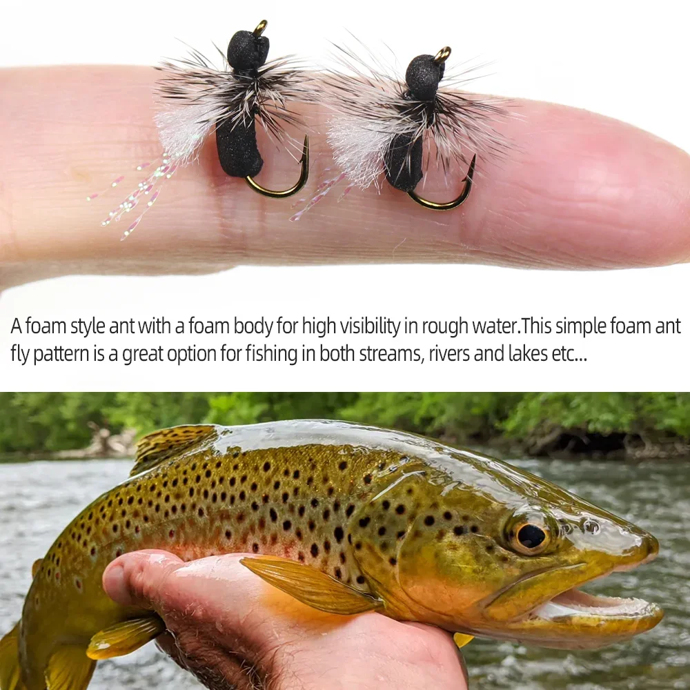 Wifreo 5 piezas/10 piezas # 10 Grizzly Hackle espuma hormiga mosca seca Para poste ala cebos de insectos artificiales trucha perca Grayling Señuelos de pesca - imagen 5