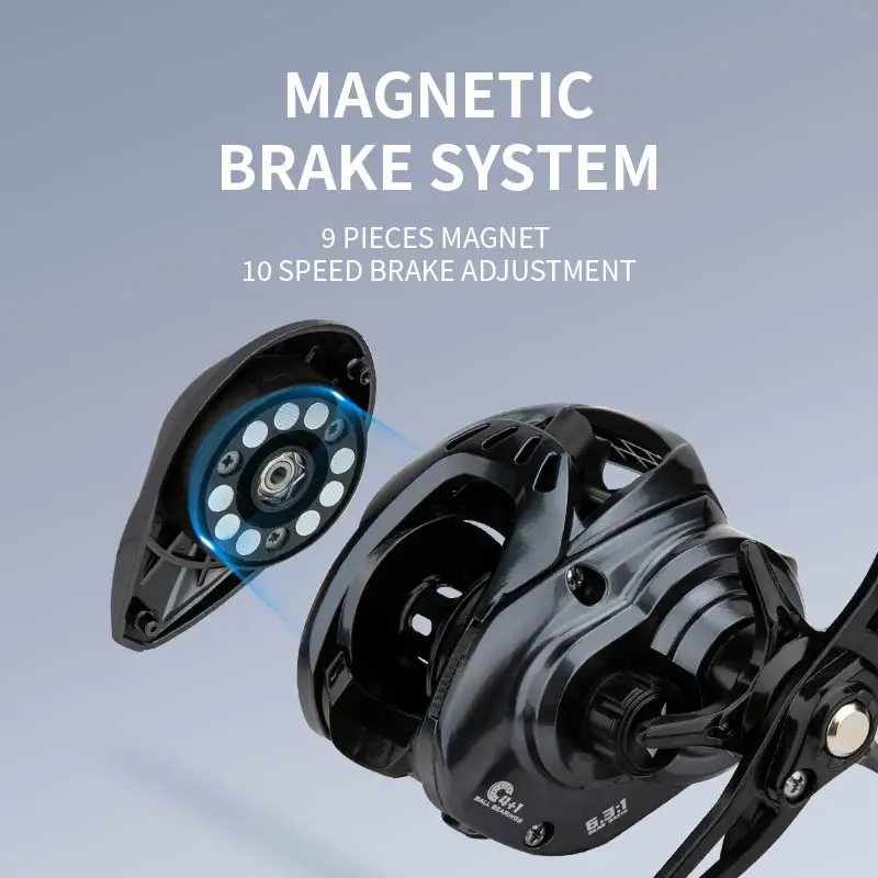 Carrete de pesca CEMREO Bait de fibra de carbono, sistema de freno magnético de arrastre de 5kg, 7,0: 1, carrete de pesca ultraligero, modelo: X1 - imagen 3