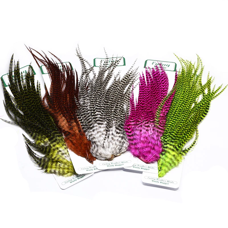 Nueva silla de gallo de plumas ewing, paquete de plumas de insecto lanudo, 5 colores opcionales, patrón de mosca serpentina, plumas especiales para atar moscas - imagen 4