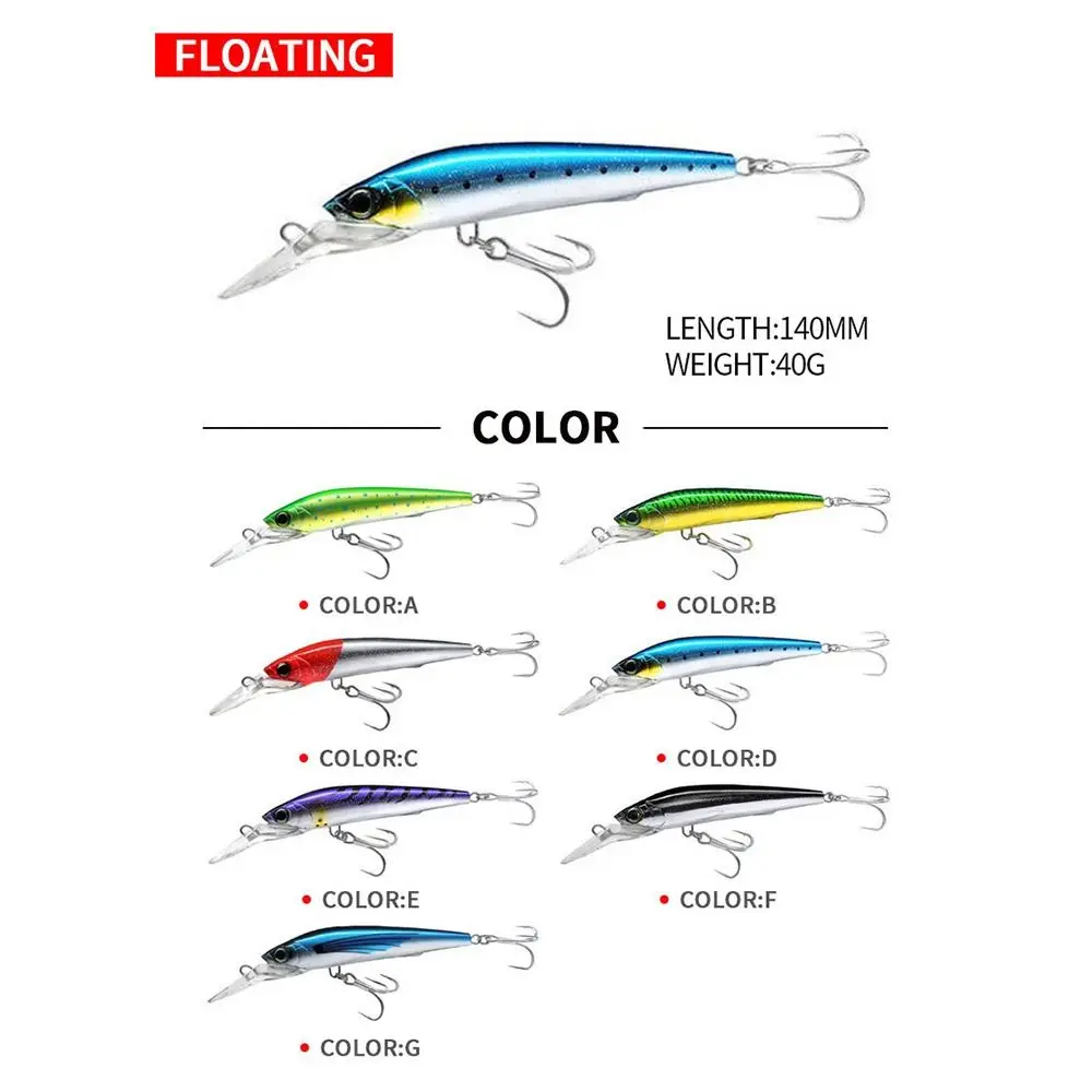 Señuelo de pesca de pececillos de 140mm/40g, señuelo flotante en caliente, Wobbler, VIB, aparejos de pesca, cebo de pesca Artificial, nuevo - imagen 3