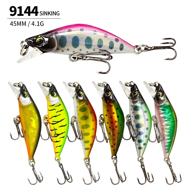 5 uds señuelo de pesca hundimiento minnow 45mm/4,1g señuelo falso, cebo duro de plástico, pesca de rayas blancas, boca de caballo - imagen 2