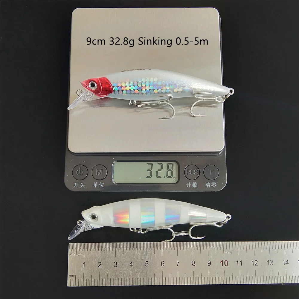 Señuelo de Pesca que se hunde, 5 uds, 9cm, 33g, plástico duro, señuelo para trucha, Wobbler, para Lucio, Crankbait - imagen 2