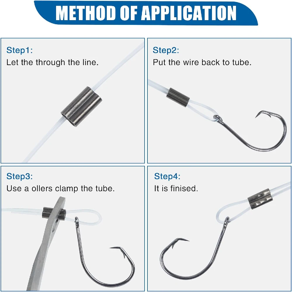 Mangas de engarzado de cobre de doble barril, manga de bucle de engarzado de cuerda de alambre de latón para conector de tubo de sedal de pesca, aparejo líder, 120 Uds. - imagen 5