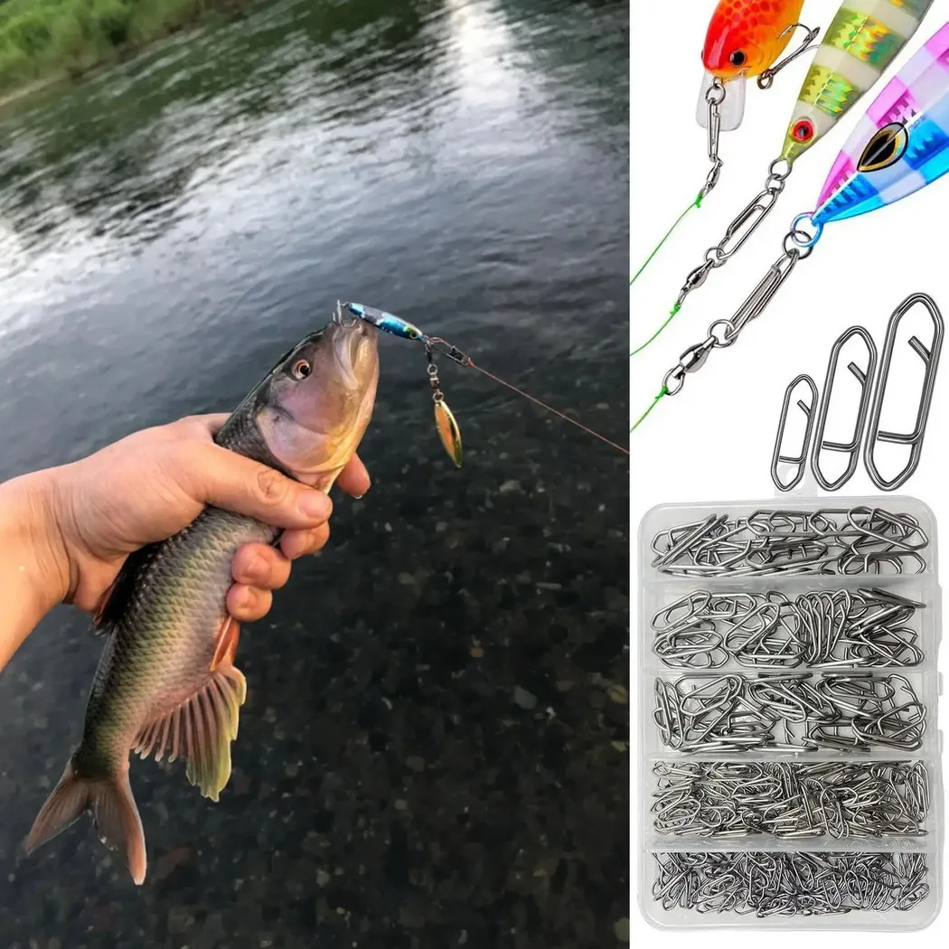 260 unids/caja Vissen Clips barril giratorio aparejos Snelle Snap pesca Opknoping Snap Draagbare multipacks Accesorios de Pesca - imagen 2