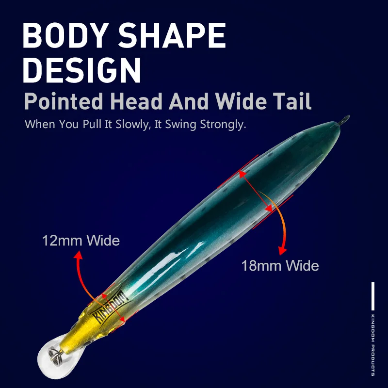 Señuelo de pesca de pececillo flotante Kingdom, 120mm, 23g, 130mm, 30g, Jerkbait, pesca Artificial en el mar, Wobbler duro para lubina, trucha, agua salada - imagen 4