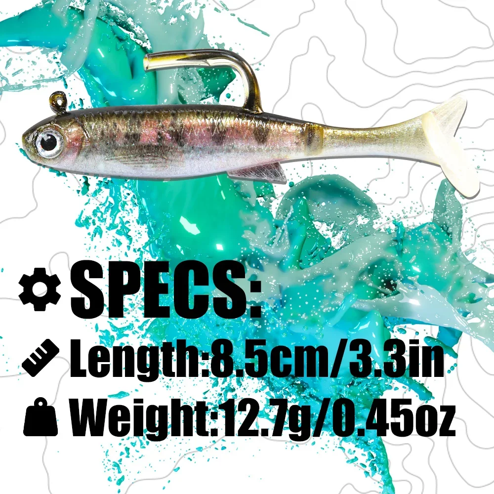 B & U-cebo de plástico blando para pesca, señuelo de mar, Swimbait, cabeza de anzuelo, aparejos de pesca, un solo gancho, sábalo, perca, Lucio, Wobblers - imagen 3