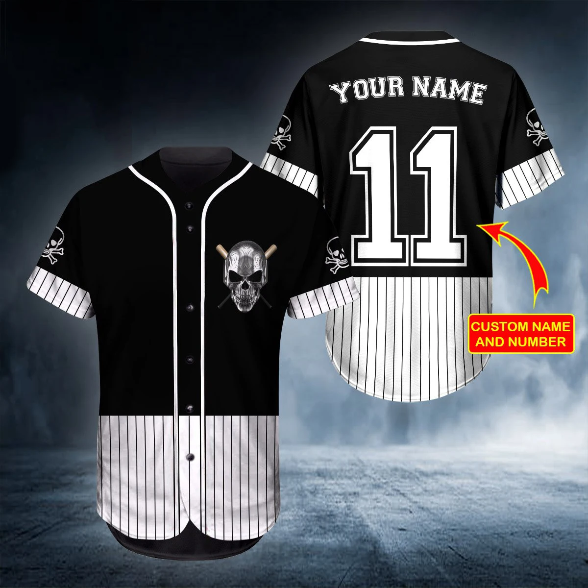 PLstar Cosmos Ghost Hunter Skull Personalized Name 3D All Over Printed Shirts Baseball Jersey Unisex Unique Baseball Shirt BQS06 - imagen 5