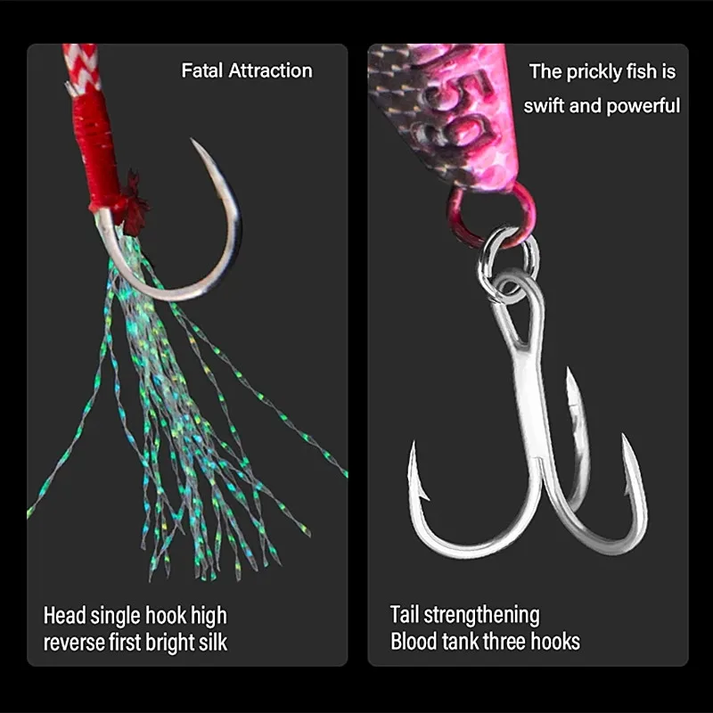 DEUKIO Luya placa de hierro señuelo de pesca de mar cebo biónico de Metal 10g/15g anzuelos dobles cebo de pesca falso luminoso plantilla de Metal - imagen 3