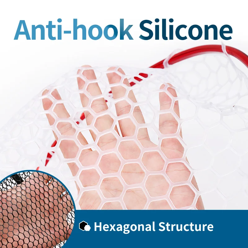 HISTAR Material de silicina y caucho con mango de acero inoxidable, accesorios para moscas, red de herramientas de pesca portátil de aterrizaje plegable - imagen 5