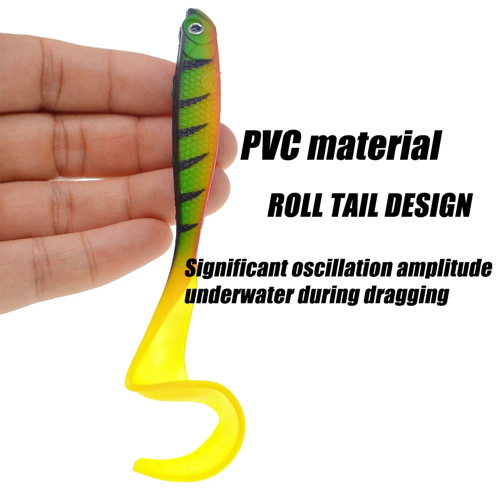 4 unids/lote cebos de gusano blando, cebos de lubina de cola larga, señuelo de pesca realista 4 Uds Jigging Wobblers señuelo de pesca 12,5 cm 55g Shad cola en T - imagen 4