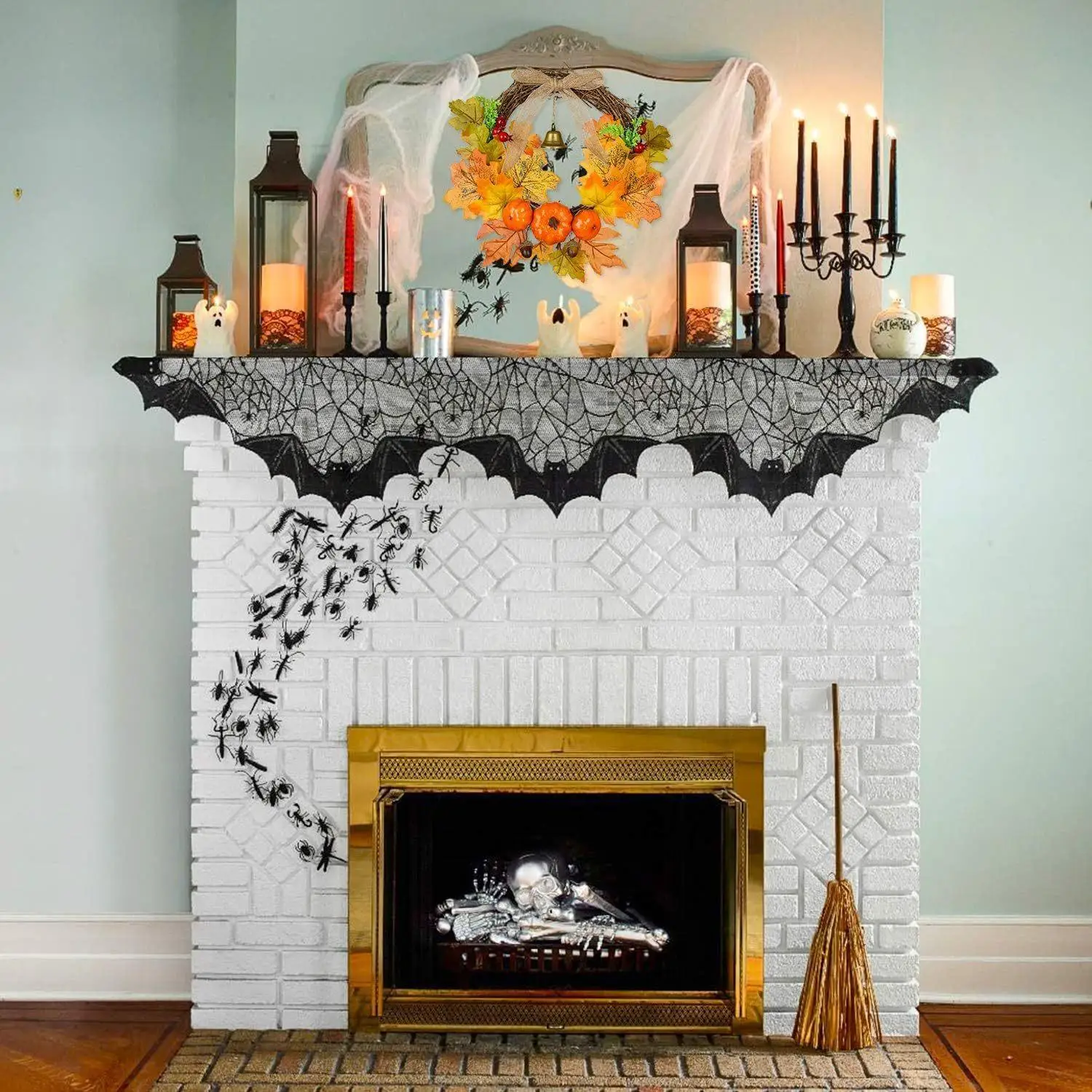 Corona de puerta de Acción de Gracias, Halloween, hoja de arce, campana de calabaza, colgante de puerta, decoración de Festival, tono de llamada de viento cálido, artesanía para el hogar - imagen 4