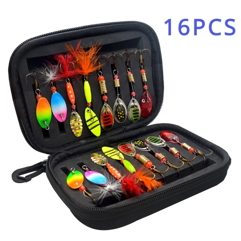 Spinner giratorio de 3g para Lucio, salmón, pesca en el mar, Wobbler, Trolling, superficie dura, señuelo Topwater, Jig Spinner, Kit de cebo con caja de aparejos - imagen 4