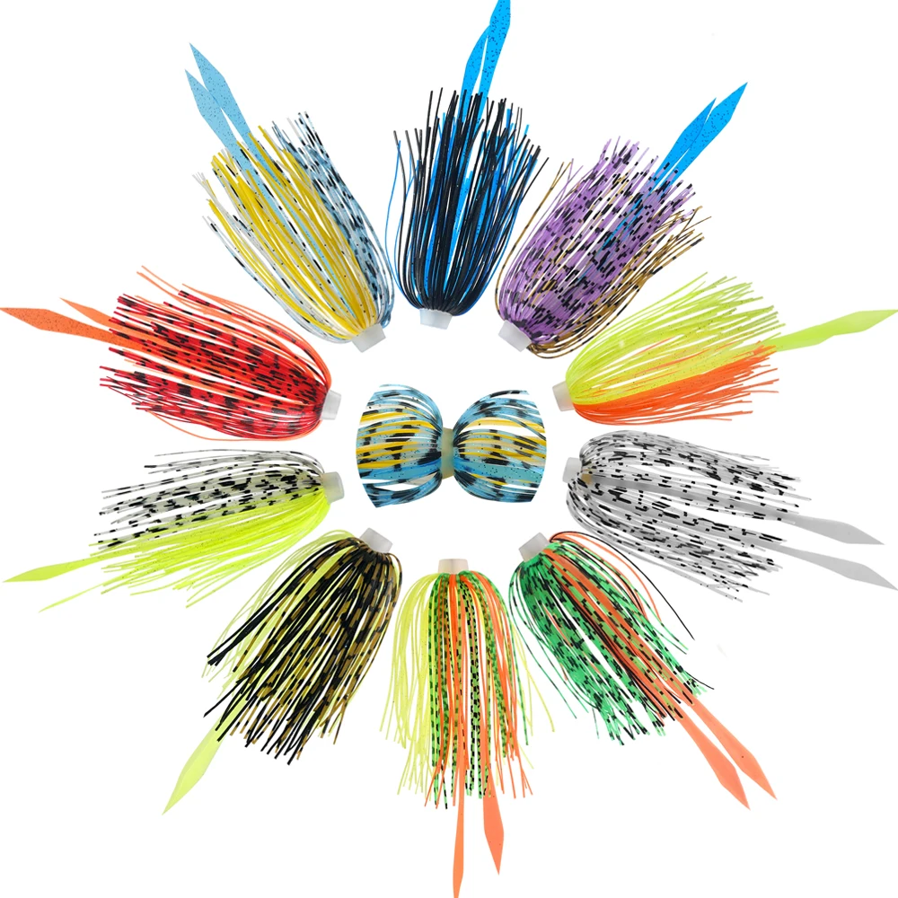 100/50/30 Uds faldas de plantilla de silicona falda de señuelo de pesca de repuesto con 49 soportes faldas de paraguas para Spinnerbaits Buzzbaits