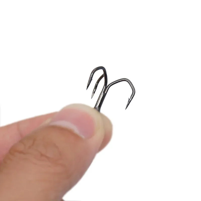 OUTKIT alta calidad 5 unids/caja nuevo diseño 4xStrengthen aleación de acero señuelo afilado anzuelo triple 6-14 # Caja de pesca con anzuelo para aparejos de pesca - imagen 5