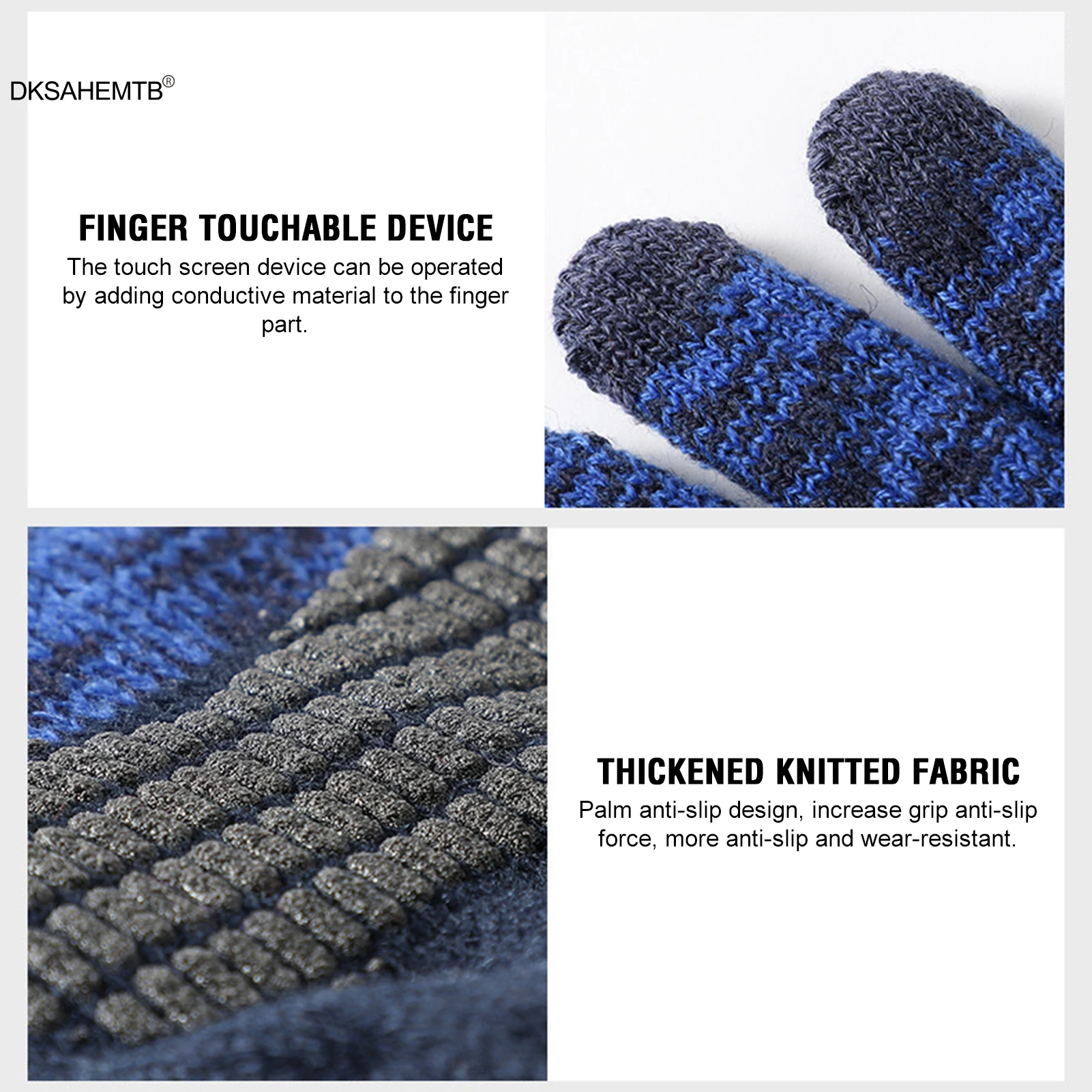 Guantes deportivos de invierno para hombre, guantes tejidos suaves y cómodos para pantalla táctil, ciclismo, Camping, pesca, viajes, manoplas antideslizantes, 1 par - imagen 5