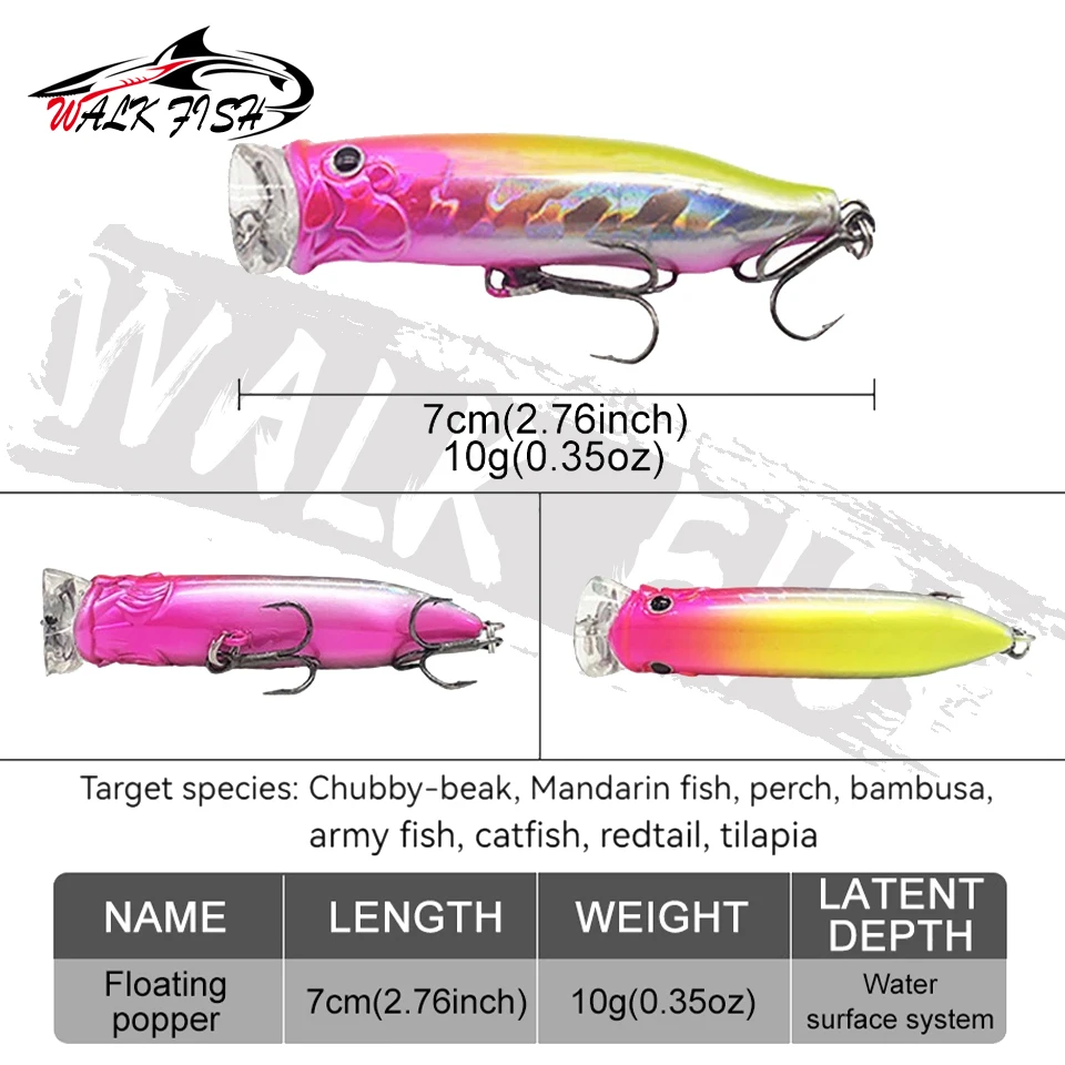 WALK FISH-señuelo de pesca Artificial, cebo duro de superficie, Wobblers, 7cm, 10g - imagen 3