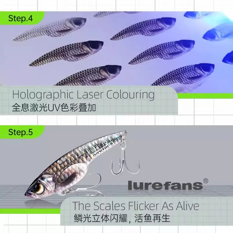 Lurefans-señuelo de pesca Artificial, cebo falso Wobbler, 5 piezas, serpiente bebé X50/55/60, revestimiento de pez vivo que se hunde, Metal VIB, 7,5g/9,5g/13,5g - imagen 5