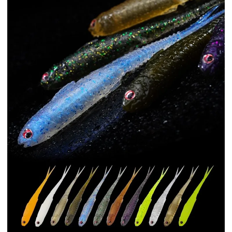 FISHANT Real Shad 2,5 pulgadas 3,1 pulgadas Pesca flotante silicona Artificial cebo suave cola de horquilla Jigging Señuelos de Pesca noctilucentes - imagen 3