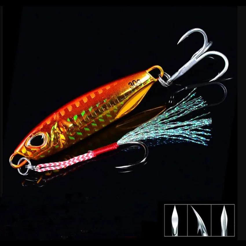 Juego de cucharas de plantilla fundidas de Metal de calidad japonesa, 20g- 60g, fundición a tierra, Jigging, peces, lubina, Señuelos de Pesca, aparejos de cebo Artificial - imagen 5