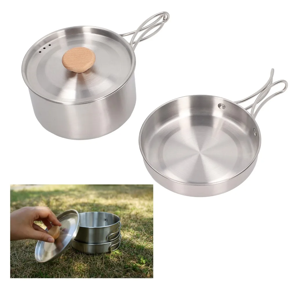 Utensilios de cocina camping acero inoxidable antiadherente con bolsa - imagen 2
