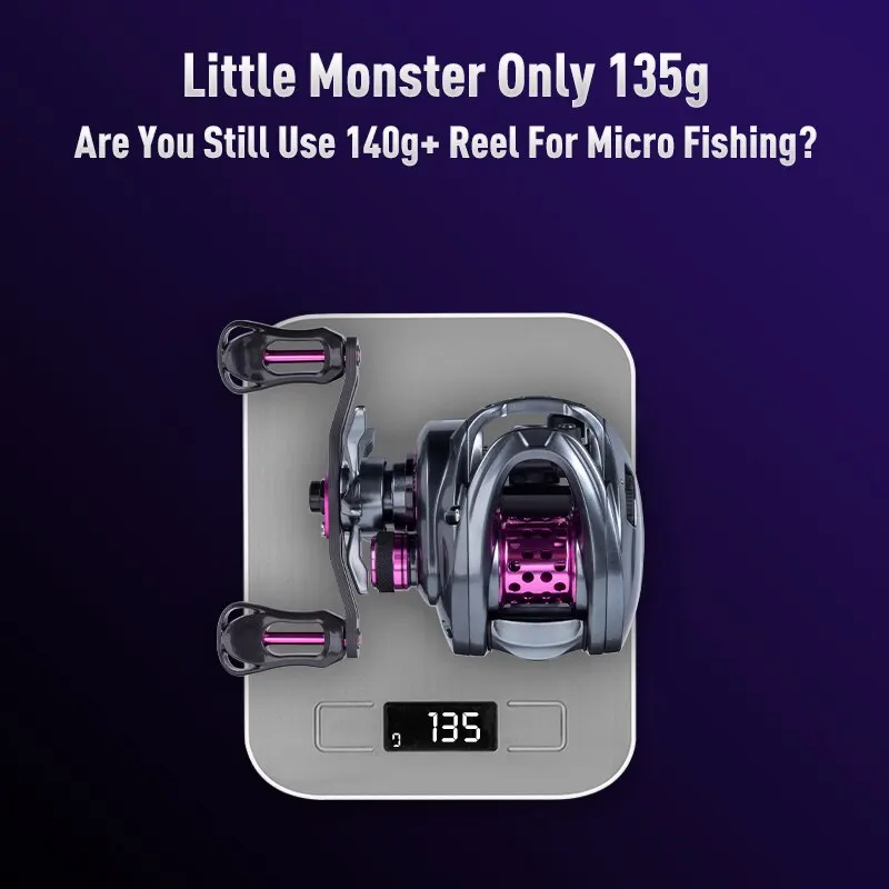 Kingdom-carrete de pesca Baitcasting ultraligero, 135g, 7,1: 1, 8,1: 1, 4kg, Micro Monster, bobina de juego ligera - imagen 4