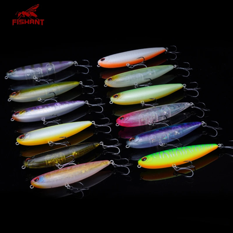 Fishant Paodan-señuelo de pesca con superficie de agua, lápiz flotante, cebo falso de fundición larga para lubina, agudos/anzuelos individuales, cebo duro - imagen 4