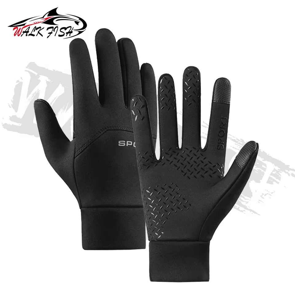 WALK FISH-guantes de pesca para exteriores, impermeables, con forro polar, para mantener el calor, pantalla táctil, antideslizantes, escalada de montaña, ciclismo, a prueba de viento - imagen 4
