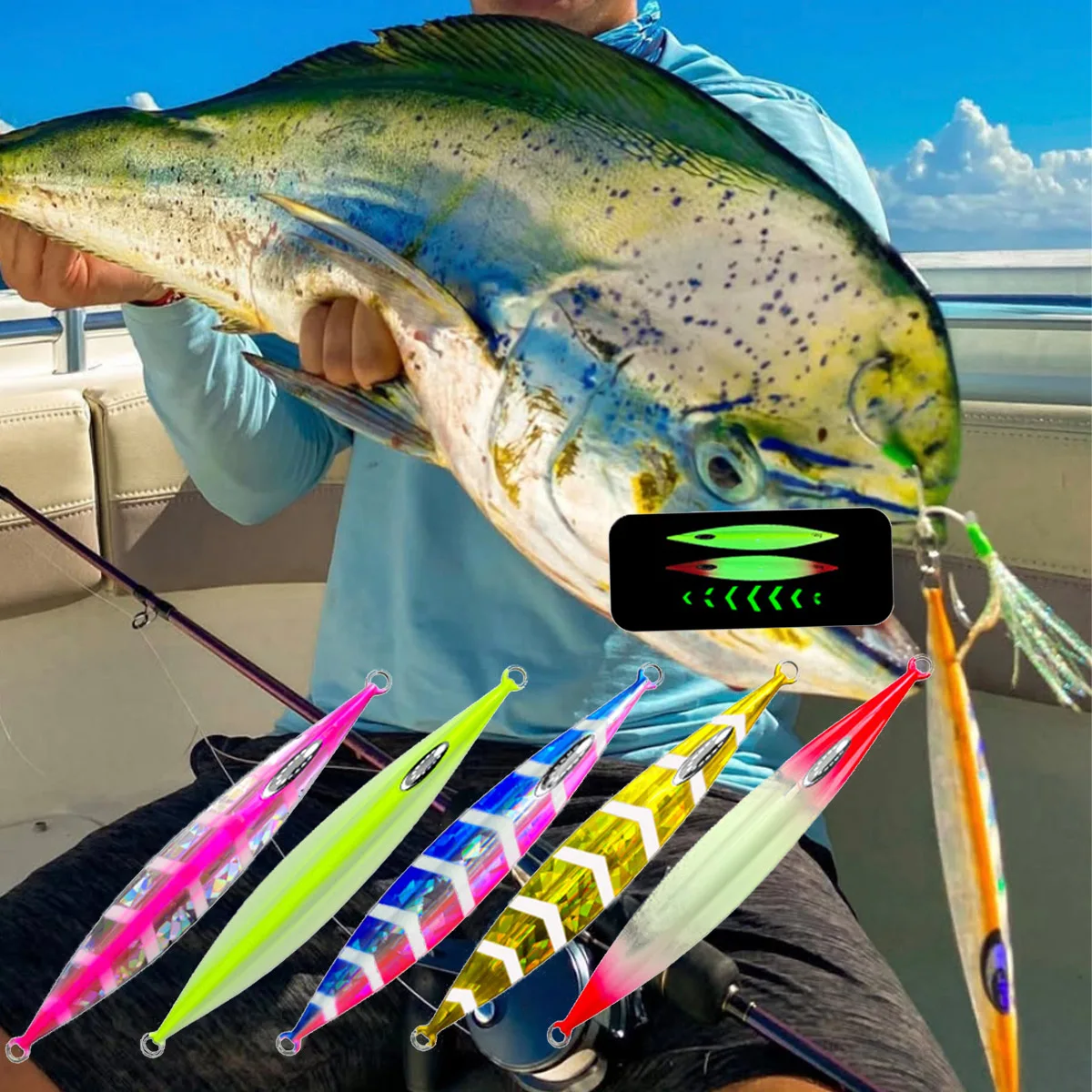 Señuelo de pesca Jigging de Metal de paso lento, 120g150g200g250g300g, plantillas de caída de fundición larga, agua salada, Mahi, malta, atún, aguas profundas - imagen 3