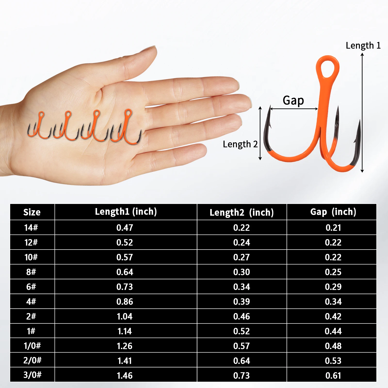 9KM 10 Uds anzuelos triples gancho triple 2X fuerte para aplicaciones de agua dulce profunda, naranja ultravioleta (UV) - imagen 2