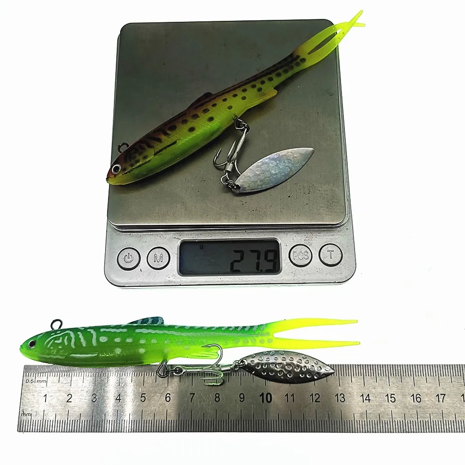 SWOLFY-Cebo Multicolor Luya, bolsa de cola de horquilla, pez de plomo, 14cm/28g, pesca en el mar, equipo de pesca al aire libre, cebo suave de simulación - imagen 2