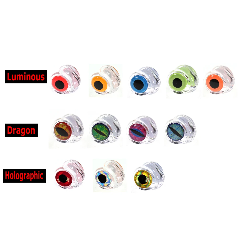 Wifreo 10PCS Clear Fluoro Epoxy Fish Mask Streamer Saltwater Flies Fly Tying Material Included Luminous Holographic 3D Fisheyes - imagen 3