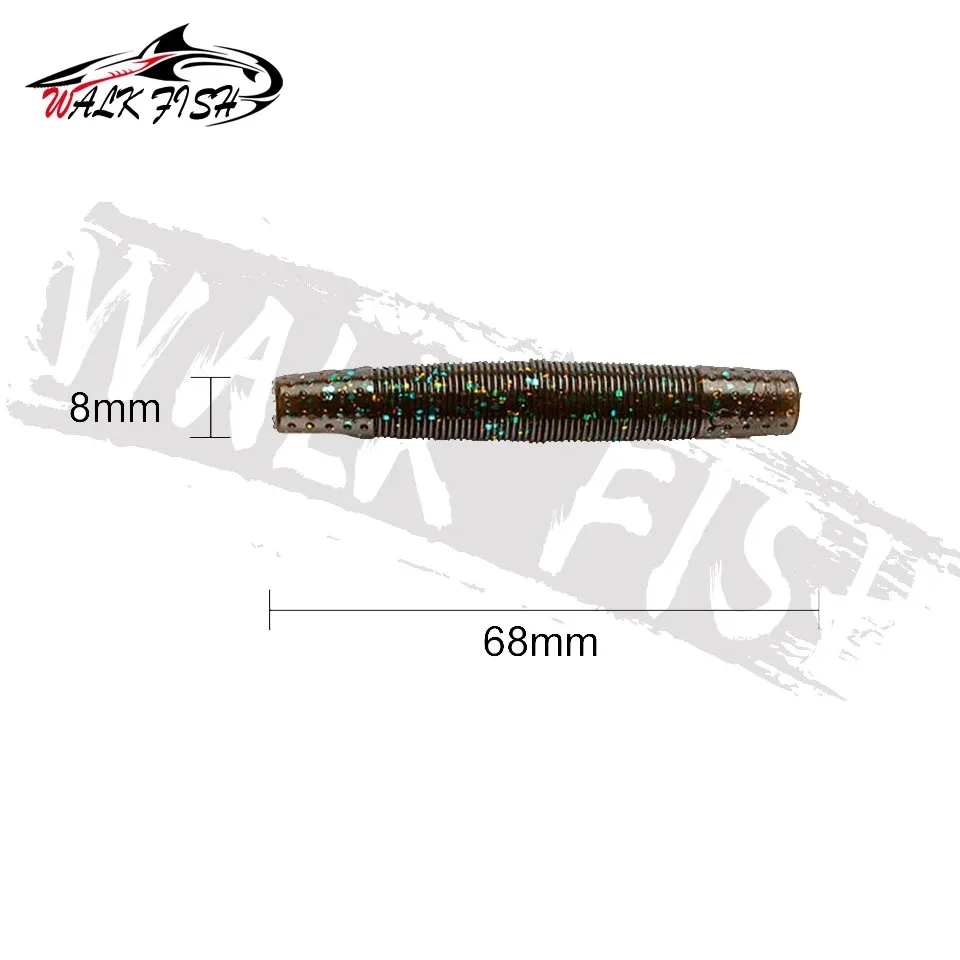 WALK FISH Stick gusano 4,3g 68mm 10 Uds Ned Rig suave TPR cebo flotante señuelo de pesca suave lubina carpa cebo Finesse señuelos artificiales - imagen 5