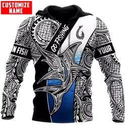 Polinesio Go Fishing Marlin Fish personalizado 3D impreso hombres Sudadera con capucha y sudadera Unisex Zip sudaderas con capucha chándales casuales KJ876
