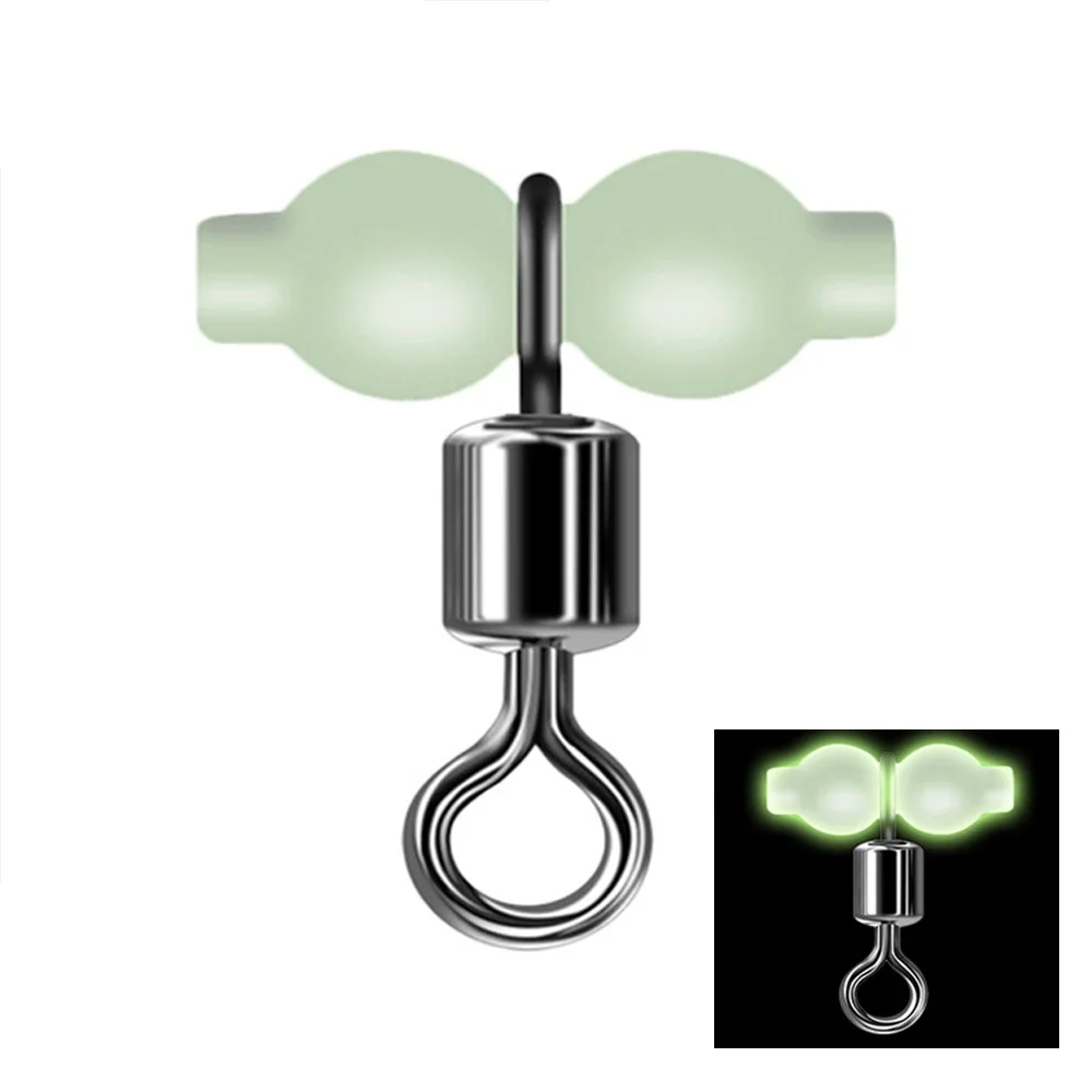 20 piezas conector giratorio de pesca luminoso duradero de 3 vías conector de gancho para aparejos de mar pesca nocturna pesca en agua dulce y en el mar - imagen 4