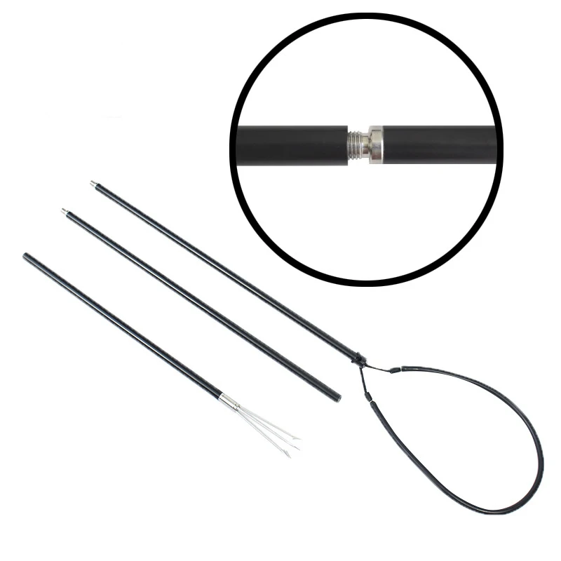 Arpón de pesca de aluminio negro, tenedor de 5 dientes, caña de pescar, arpón, pistola de buceo, 3 piezas - imagen 2