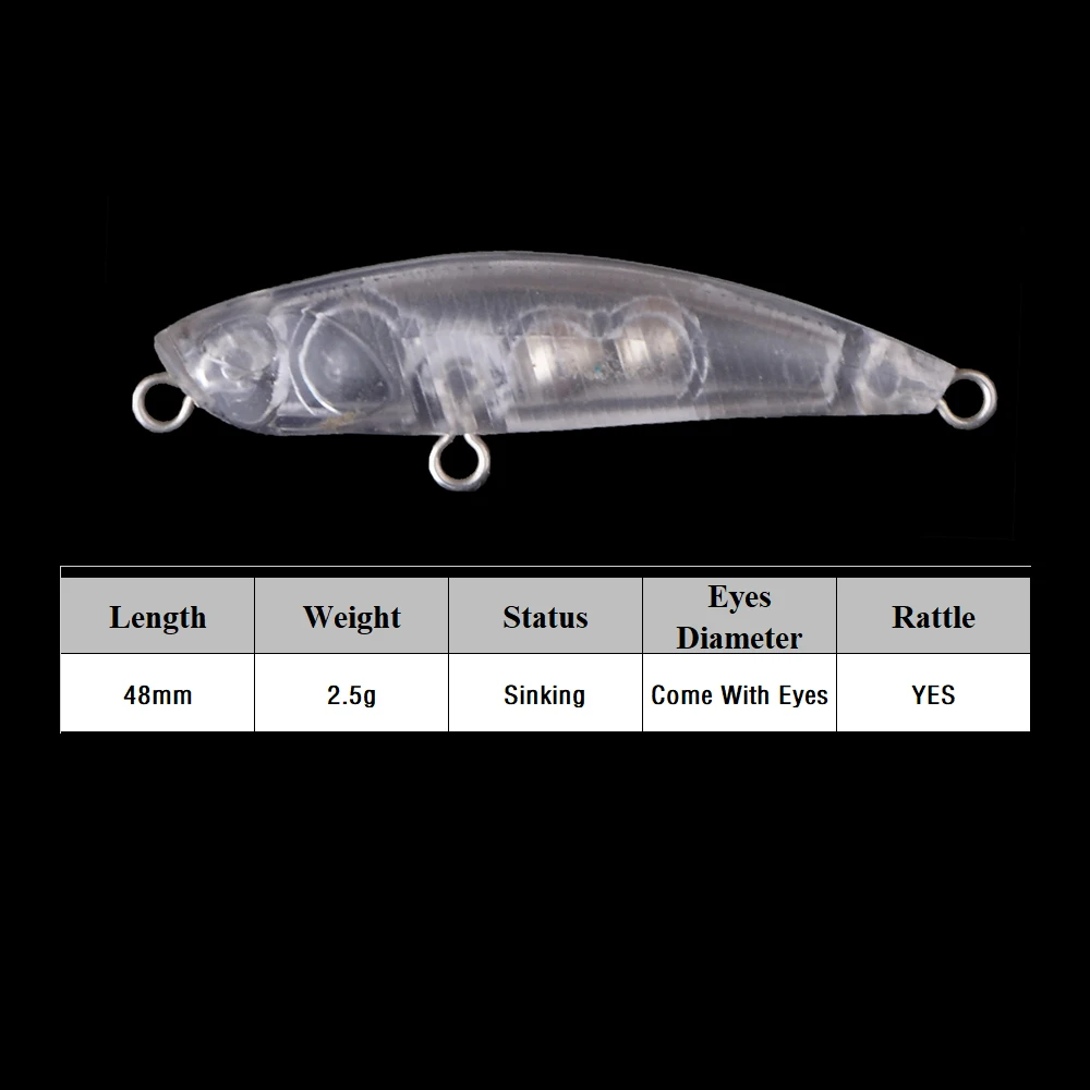Chan'sHuang 30 Uds. Señuelos de pesca en blanco sin pintar 48mm 2,5g sonajero hundido lápiz micro DIY cebo de pesca Artificial hecho a mano - imagen 2