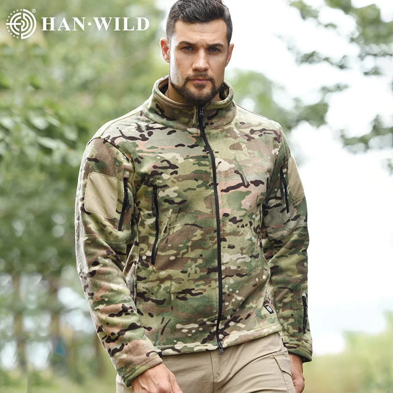 Chaquetas tácticas de forro polar para hombre, ropa de caza, traje térmico de Safari, Airsoft, chaqueta con cremallera completa, abrigos de trabajo para acampar - imagen 3