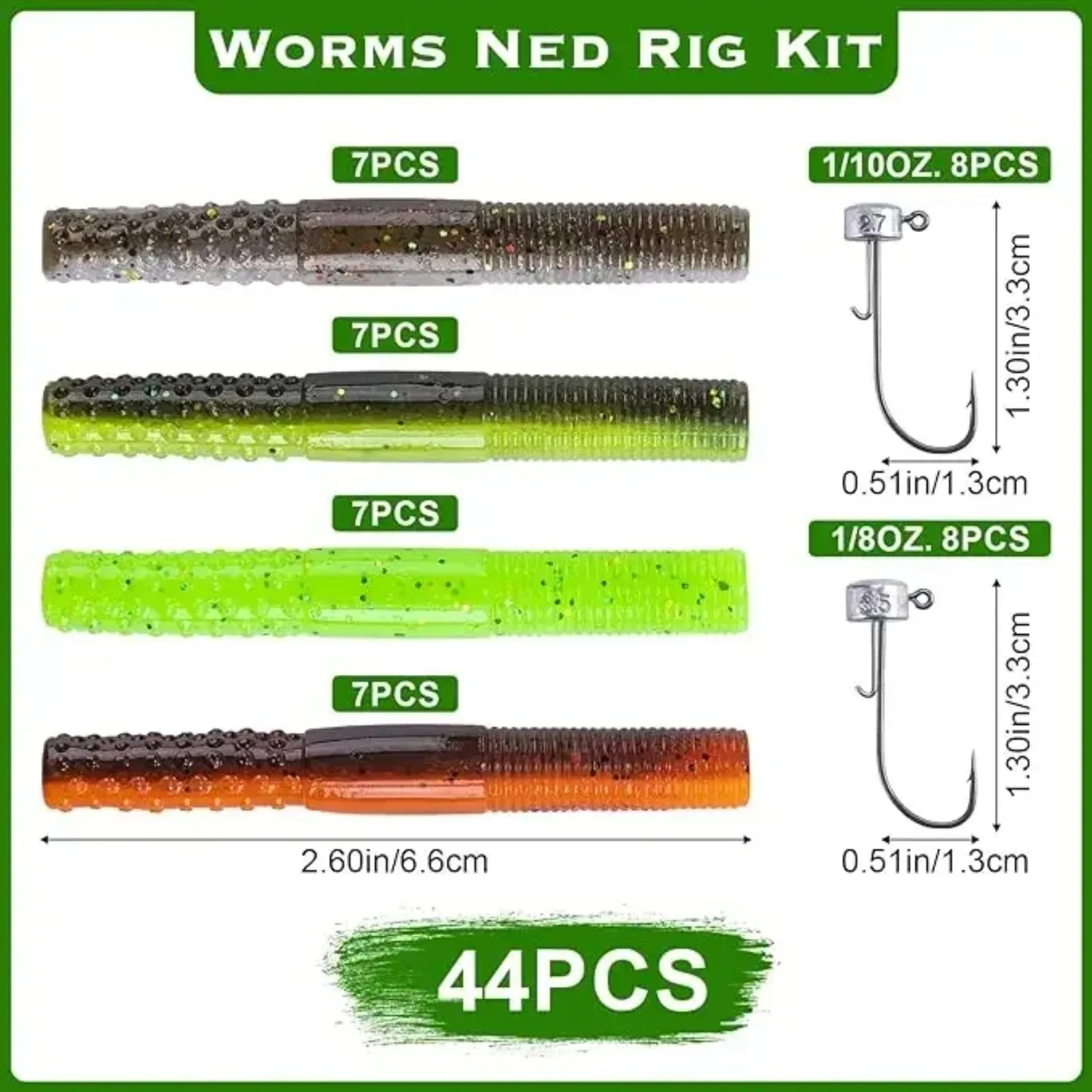 Goture 44 Uds Kit de Señuelos de Pesca blandos juego de señuelos de silicona cebo Artificial gusano con manivela anzuelo de cabeza, accesorios de equipo de pesca - imagen 5