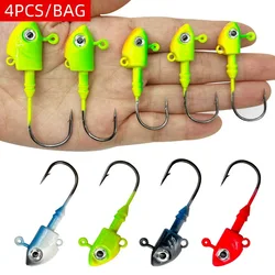 4 Uds Lua anzuelo con cabeza de plomo 10g/15g/20g/28g/40g anzuelo con cebo con cabeza de plomo, herramientas de pesca anzuelo de pesca de agua salada, anzuelo plano