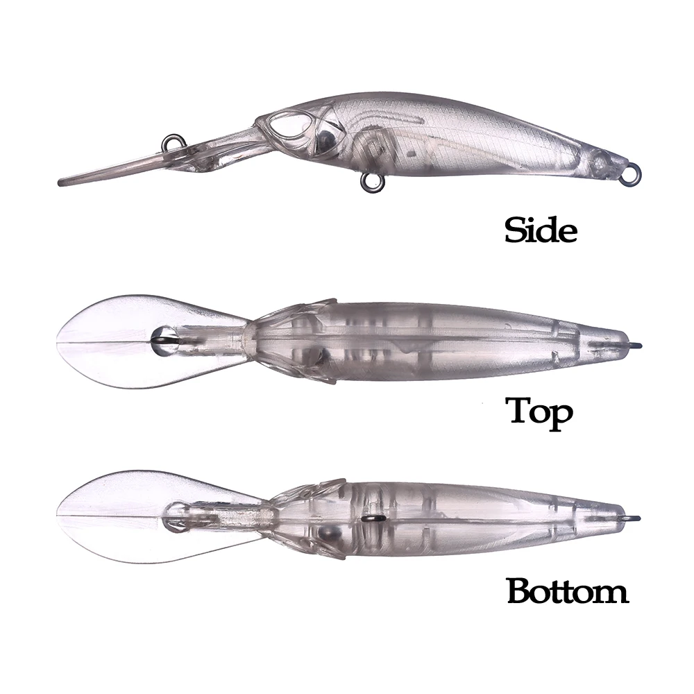 Chan'sHuang-señuelo de pesca Artificial, cebo en blanco sin pintar de 20 piezas, 9,5 cm, 4,5g, sonajero flotante, buzo largo, Minnow, hecho a mano - imagen 3