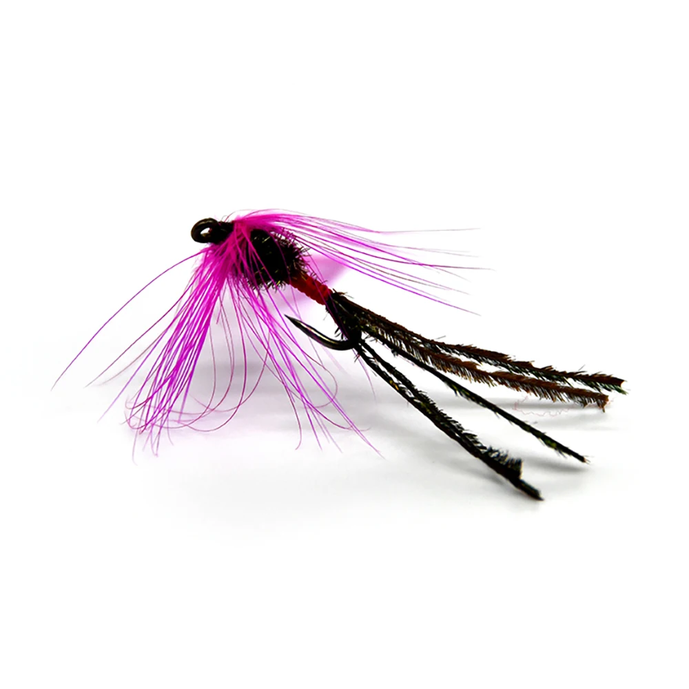 MNFT-cola de seda de pavo real, trucha, moscas de pesca, mosca húmeda, barba púrpura, cola larga, señuelo de pesca con mosca, príncipe, ninfa, 10 unids/paquete, 10 # - imagen 4