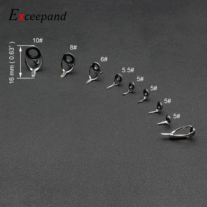 Exceepand-Guía de caña de pescar de fundición de 9 piezas, marco de acero inoxidable, anillo de línea de ojo de Baitcasting para construcción o reparación de caña de pescar - imagen 2