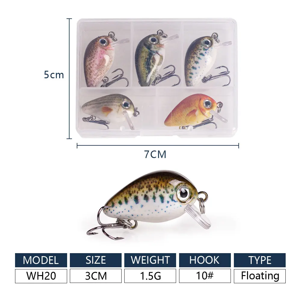 Hanlin 5 uds/traje 28mm/1,5g Mini Señuelos de Pesca cebos biónicos cebo duro Artificial Wobblers Crankbait perca carpa pesca Lucio - imagen 3