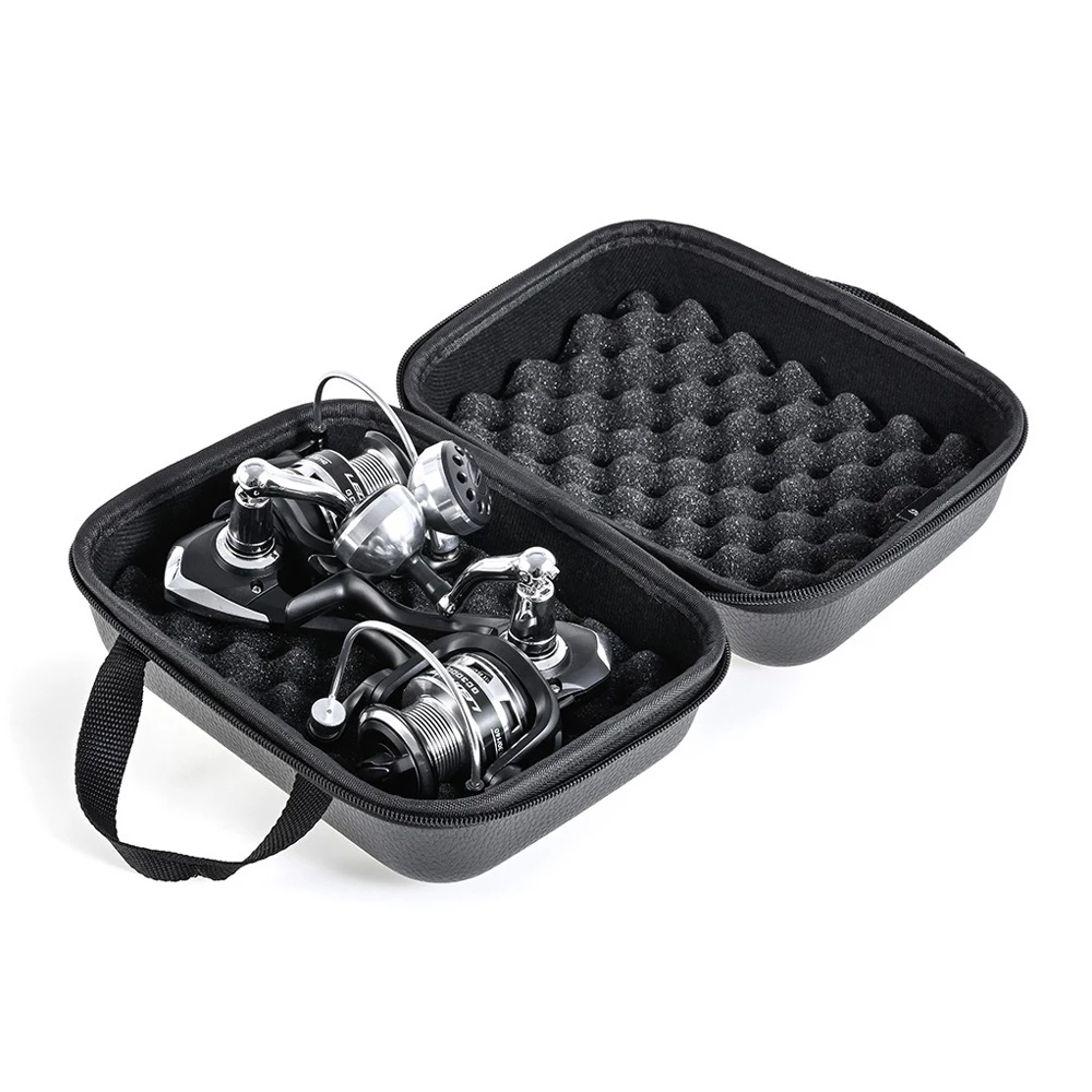 Bolsa de carretes de pesca de carcasa dura de cuero PU, funda de cuero para rueda giratoria de Baitcasting, estuche de almacenamiento de aparejos de pesca a prueba de golpes - imagen 5