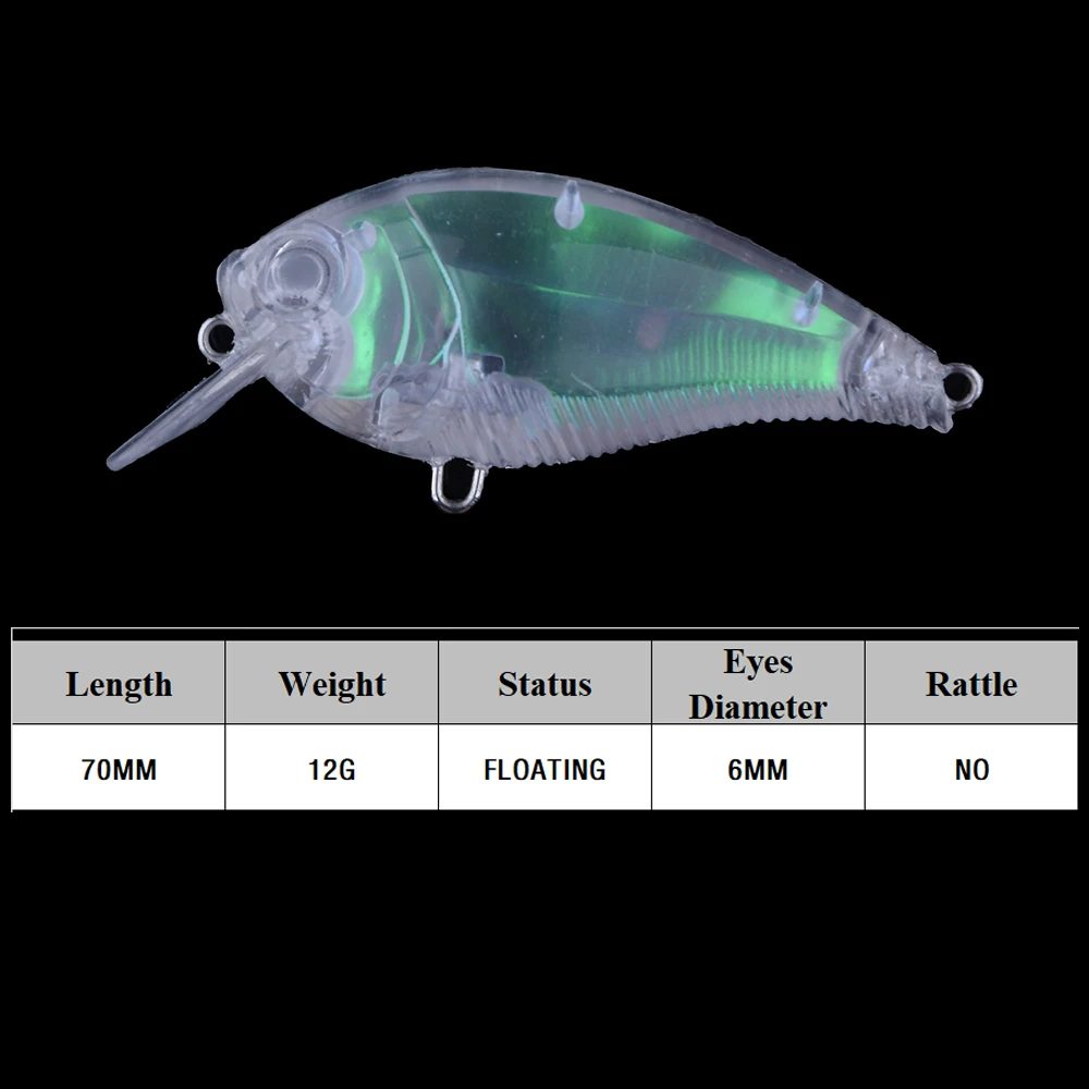 Chan'sHuang 20 piezas cebo en blanco sin pintar 70mm/12g láser silencioso Crankbait DIY Señuelos de pesca artificiales - imagen 2