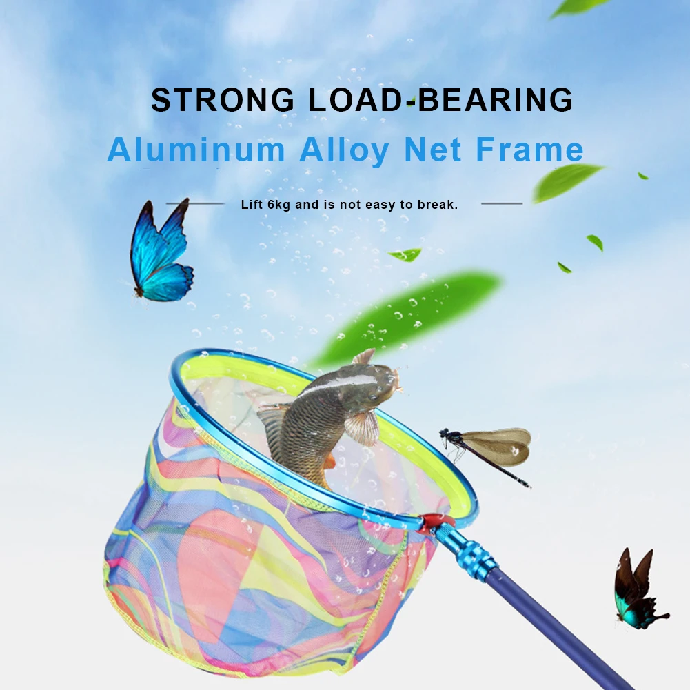 Mango retráctil de aleación de aluminio, red de pesca plegable, portátil, telescópica, Red de cuchara plegable para niños - imagen 4
