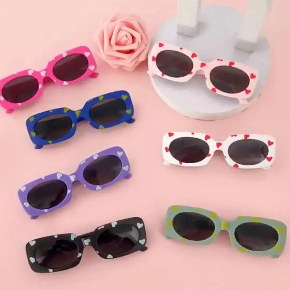 Gafas de sol para niños con estampado de corazón y protección solar a la moda UV400 de 2 a 8 años, gafas de sol rectangulares para niños - imagen 4