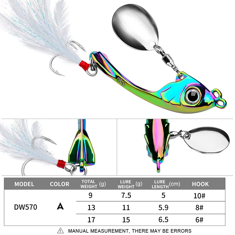 Señuelo de pesca con lentejuelas de Metal, cebo giratorio, Wobbler, perca falsa, Crankbait, Shads Jig, Moon Spinning, VIB, 9g, 13g, 17g, 50mm, 59mm, 65mm - imagen 5